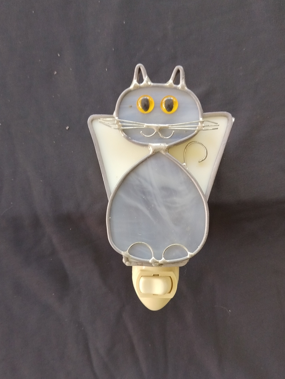 Stained glass cat night light,